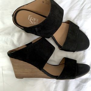 Franco Sarto Black Suede Wedges
